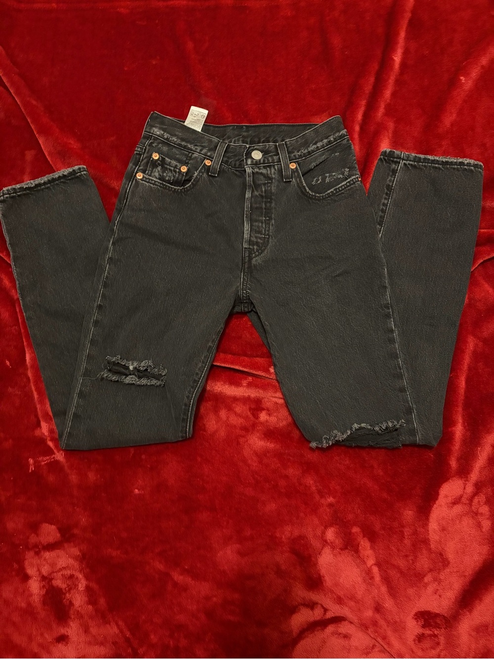 Levi’s 501 Original Distressed Straight Leg Jeans Faded Black W25 L30